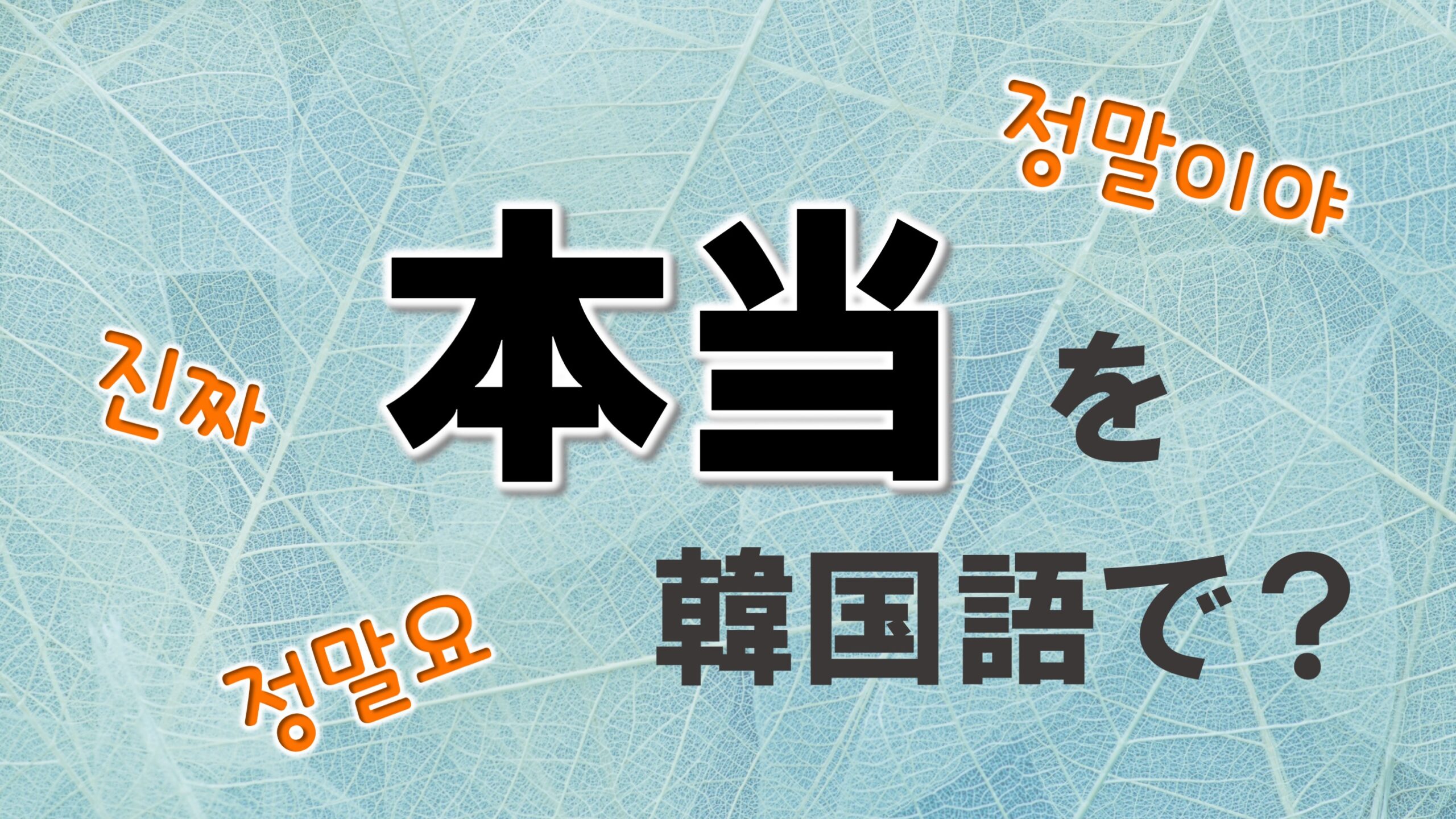 本当 を韓国語で8選 2つの単語の様々なパターンを紹介 トリリンガルのトミ韓国語講座 無料なのに有料以上